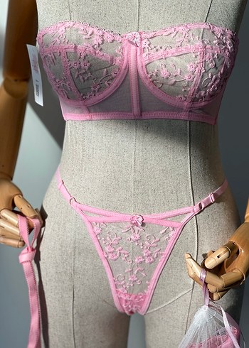 İthal bralet takımı keseli pembe - Görsel 5