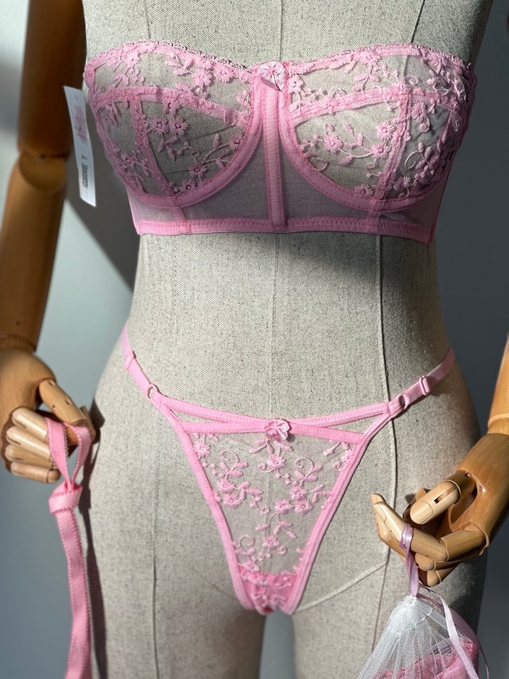 İthal bralet takımı keseli pembe - Görsel 5