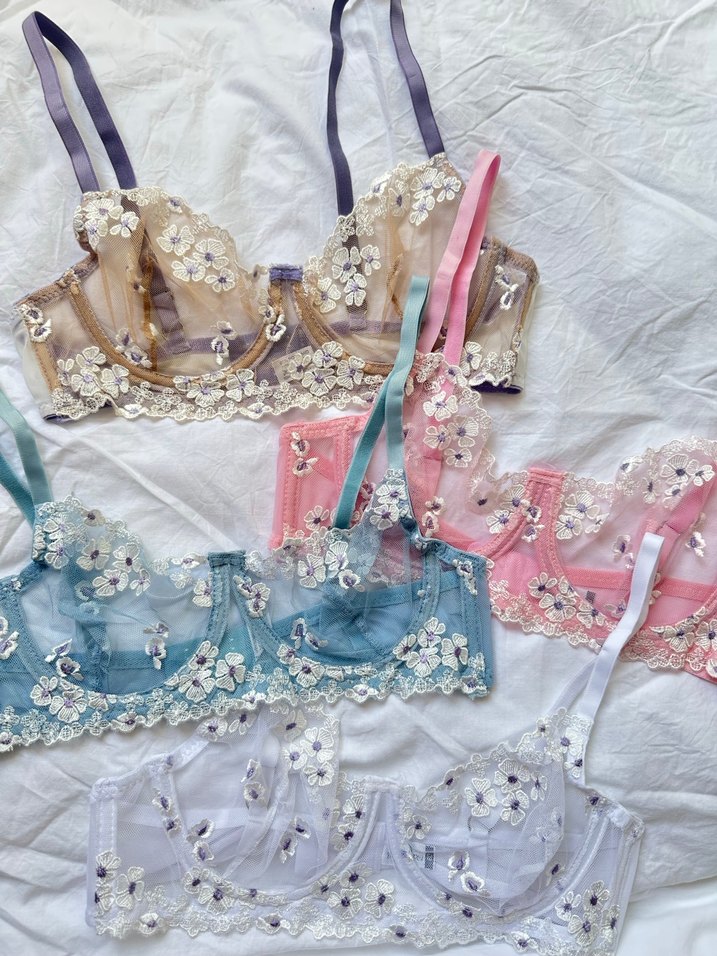 Mor Nakışlı Mini Bohem Sütyen Takımı - Görsel 3