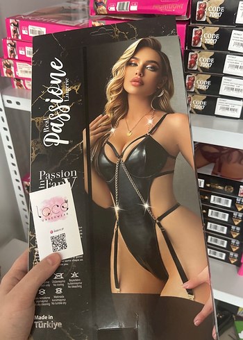 Fantezi set zincirli siyah çoraplı  - Görsel 2