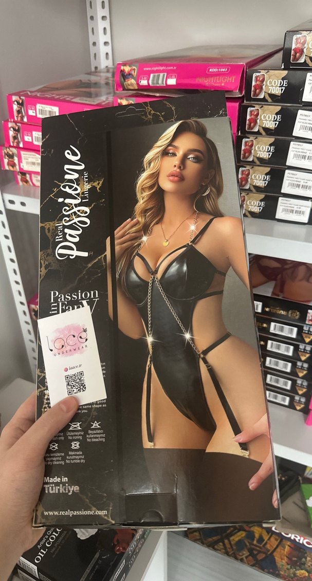 Fantezi set zincirli siyah çoraplı  - Görsel 2