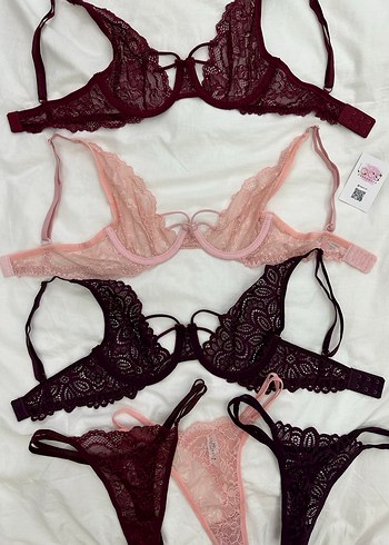 Bordo Dantel Bohem Sütyen ve Külot Takımı - Görsel 3