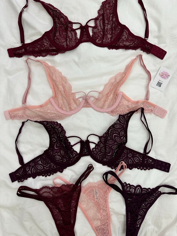 Bordo Dantel Bohem Sütyen ve Külot Takımı - Görsel 3