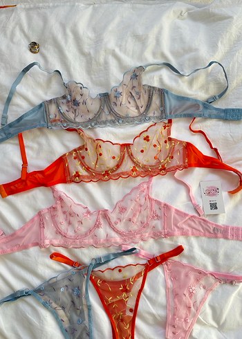 Mavi Nakışlı Bohem Nakışlı Sütyen Takımı - Görsel 3