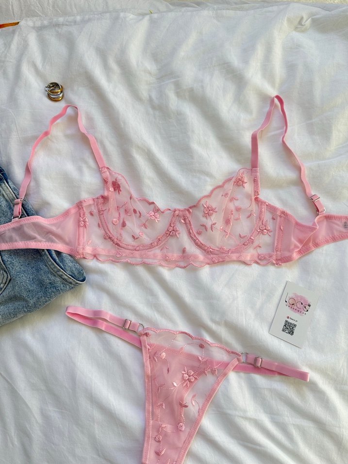 İşlemeli Pembe Bohem Sütyen Takımı - Görsel 2
