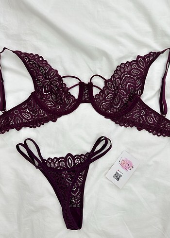 Bordo Nakışlı Bohem Bralet Takım - Görsel 2