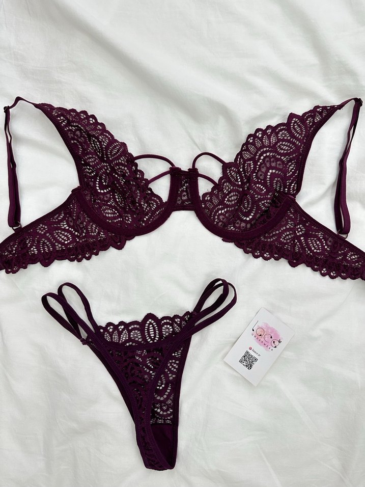 Bordo Nakışlı Bohem Bralet Takım - Görsel 2