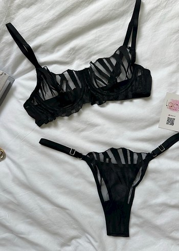 Zebra Desenli Gotik Sütyen ve Külot Takımı - Görsel 2
