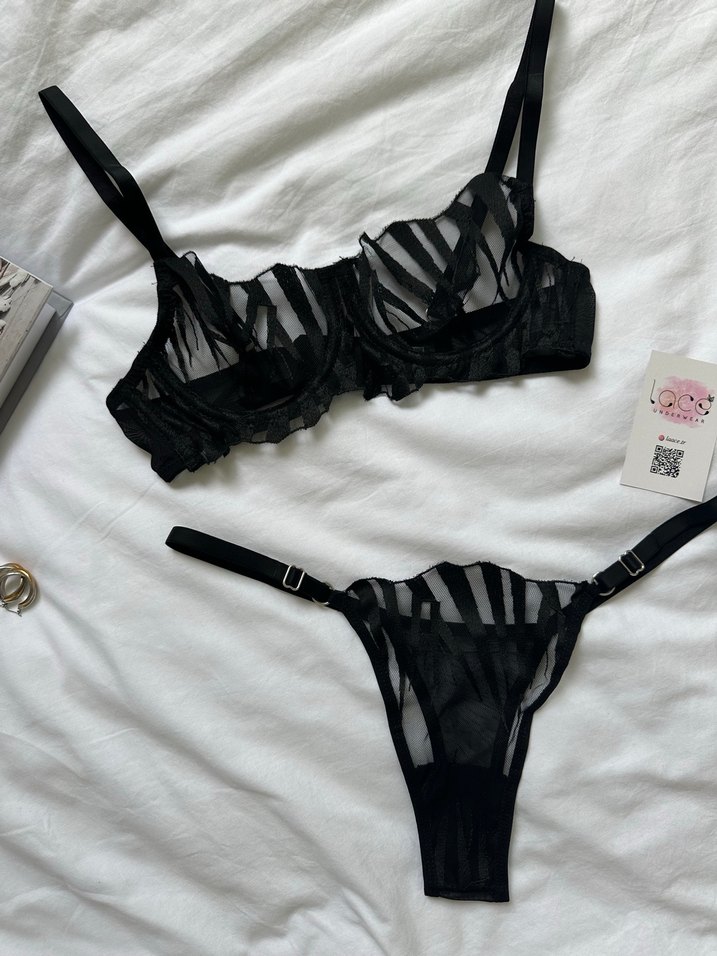 Zebra Desenli Gotik Sütyen ve Külot Takımı - Görsel 2