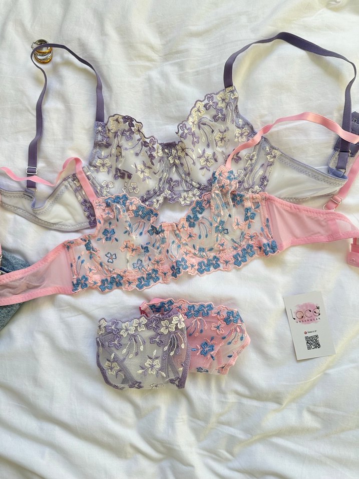 Pembe Nakışlı Bohem Sütyen ve Külot Takımı - Görsel 4