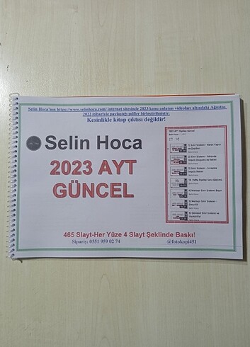 Selin Hoca AYT Biyoloji 