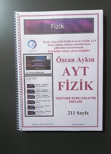 Özcan Aykın AYT konu anlatım pdf'leri 