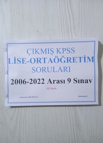 KPSS Lise Ortaöğretim Çıkmış Sorular 