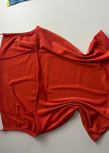 Turuncu İnce Askılı Drapeli Bluz - Görsel 3