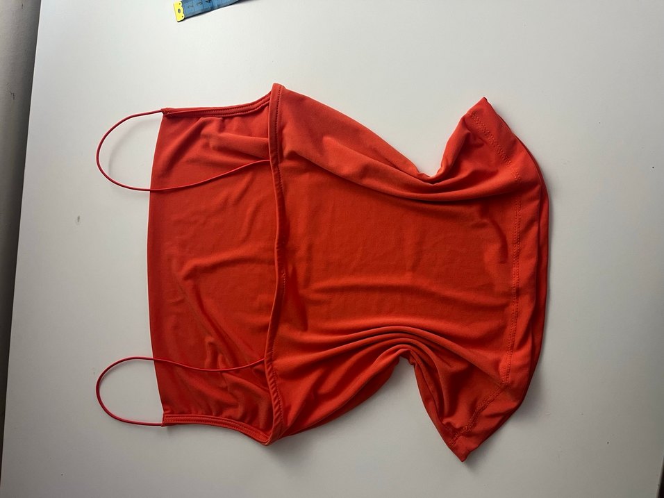 Turuncu İnce Askılı Drapeli Bluz - Görsel 3