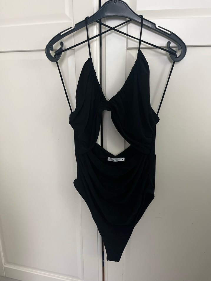 Zara Siyah Drapeli Çıtçıtlı Body - Görsel 2