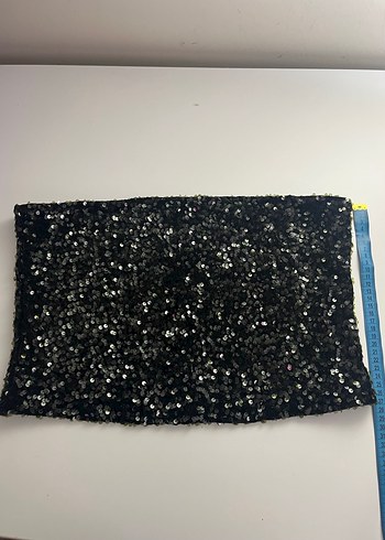 H&M Haki Pullu Straplez Crop Top - Görsel 3