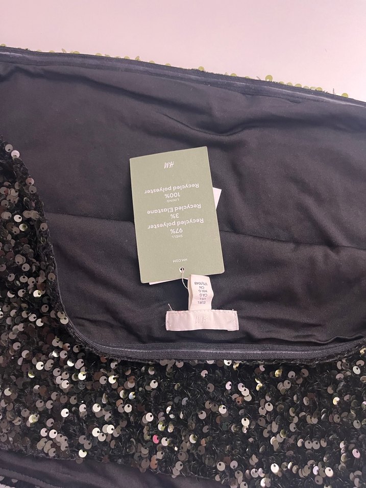 H&M Haki Pullu Straplez Crop Top - Görsel 4