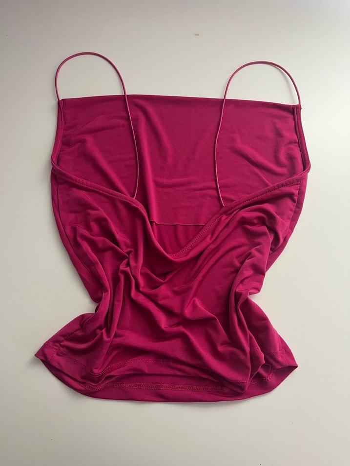 İnce Askılı Pembe Mini Bluz - Görsel 3