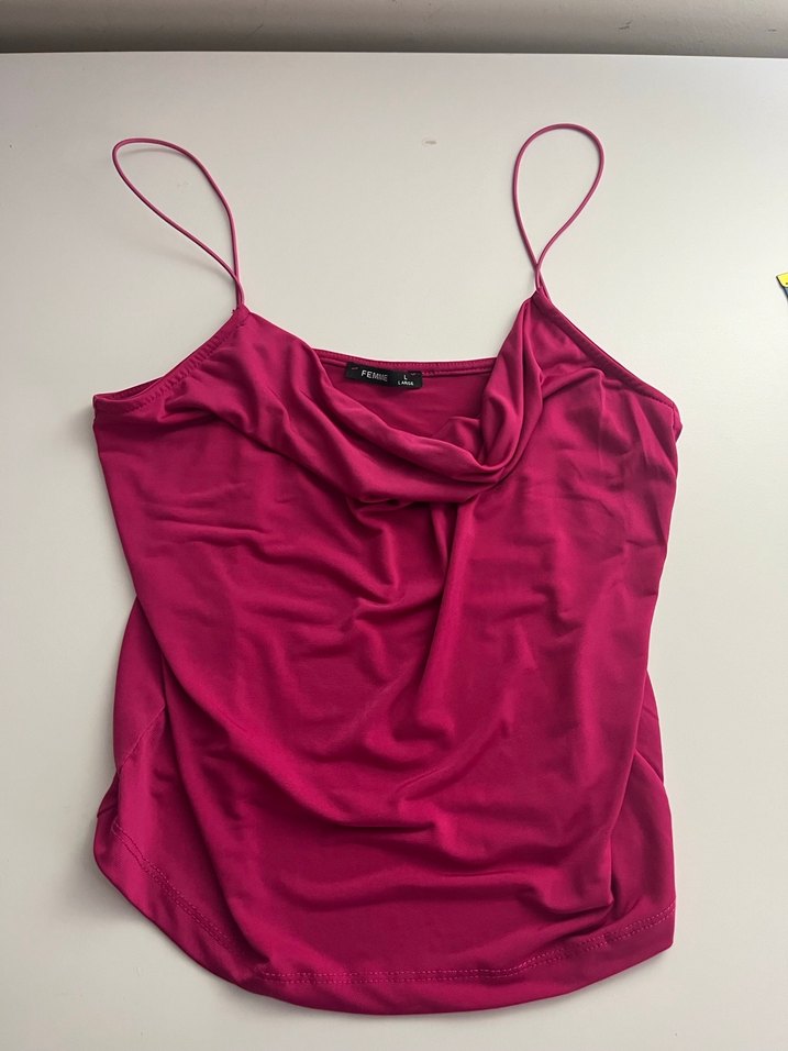 İnce Askılı Pembe Mini Bluz - Görsel 2