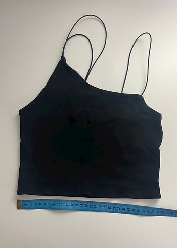 Zara Siyah İnce Askılı Crop Top - Görsel 2