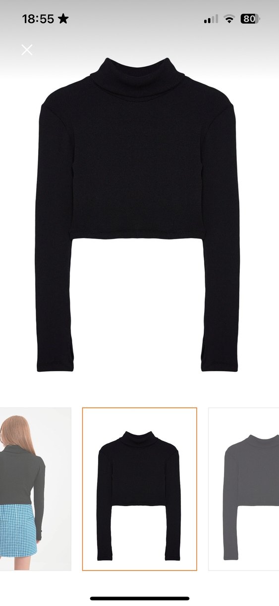 Siyah Balıkçı Yaka Parmak Detaylı Kadın Bluz - Görsel 3