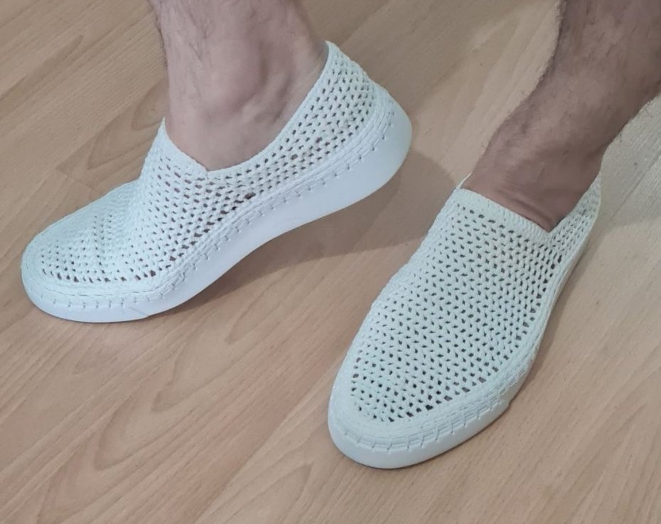 ERKEK YAZLIK EL  ÖRGÜ AYAKKABI 43 NUMARA RENK BEYAZ - Görsel 2