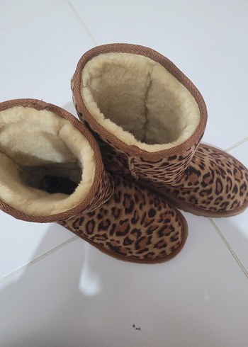 Kürklü Leopar Desenli Kadın Süet Bot - Görsel 6