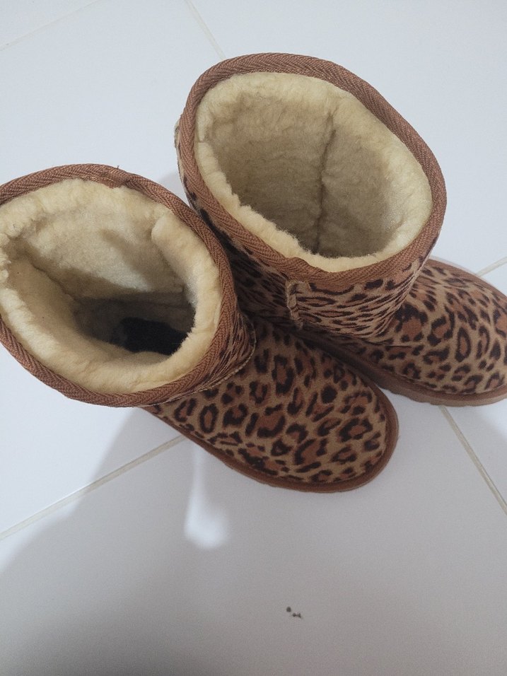 Kürklü Leopar Desenli Kadın Süet Bot - Görsel 4