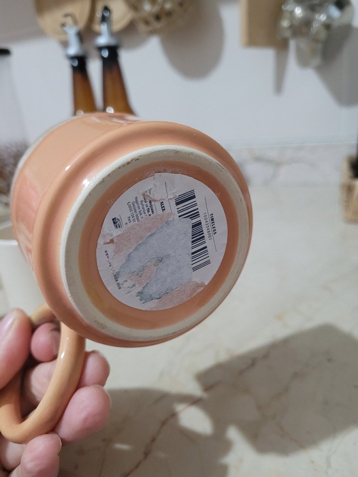 Bej ve pastel renkli seramik kupa - Görsel 3