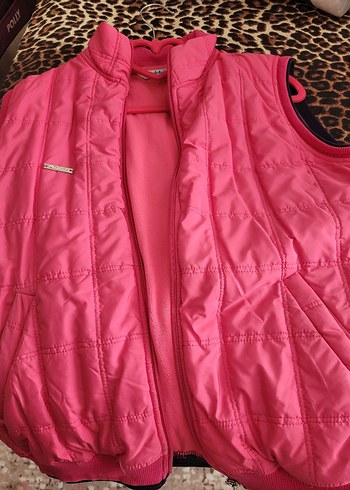 Parlak Pembe Fermuarlı Kadın Yelek - Görsel 4