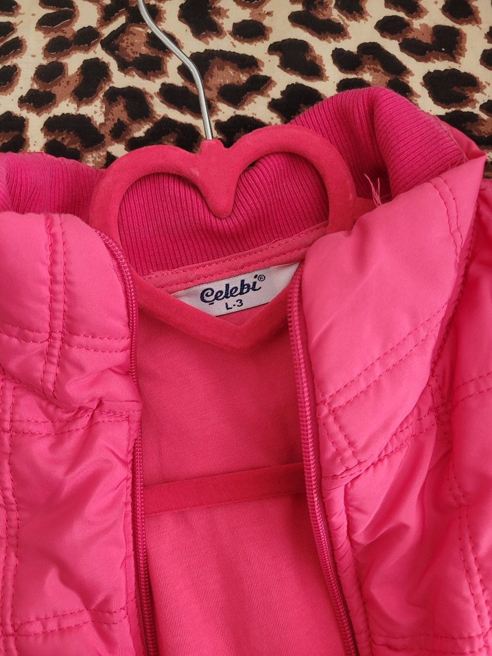 Parlak Pembe Fermuarlı Kadın Yelek - Görsel 2