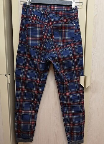 s Beden Ekose kumaş pantalon