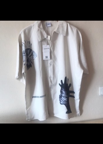 Düğmeli Kısa Kollu Baskılı Keten Erkek Gömlek - Görsel 2