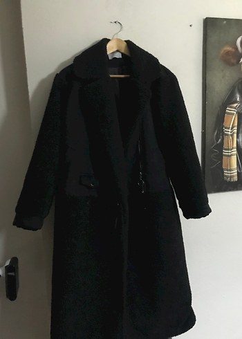 Siyah Uzun Kürklü Kadın Kaban - Görsel 6