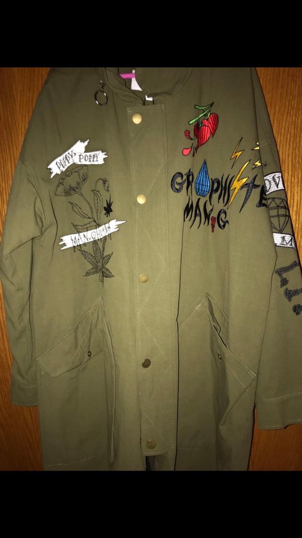 #TWİST PARKA L Düğmeli Nakışlı Uzun Kadın Ceket - Görsel 2