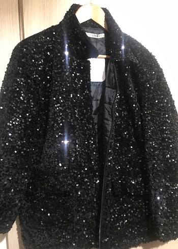 Siyah Parlak Kadın Midi Ceket - Görsel 2