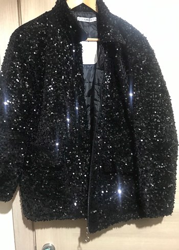 Siyah Parlak Kadın Midi Ceket - Görsel 4