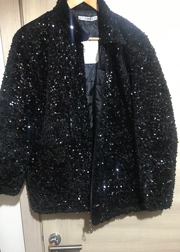 Siyah Parlak Kadın Midi Ceket - Görsel 6