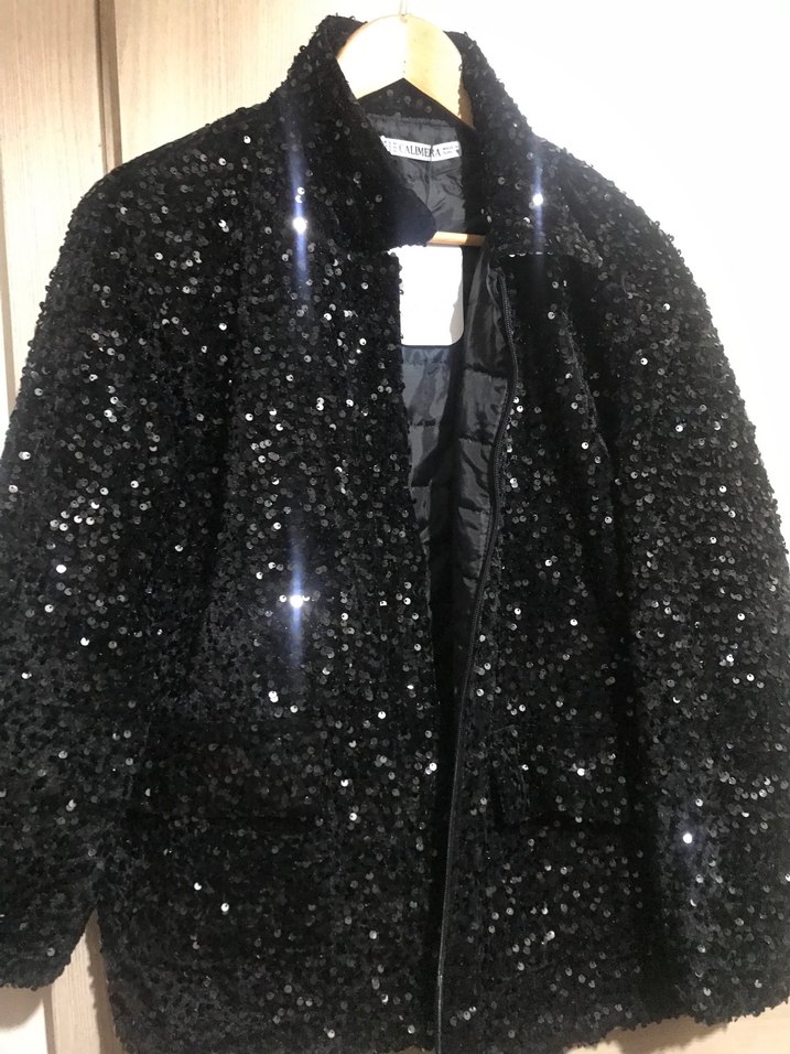 Siyah Parlak Kadın Midi Ceket - Görsel 2