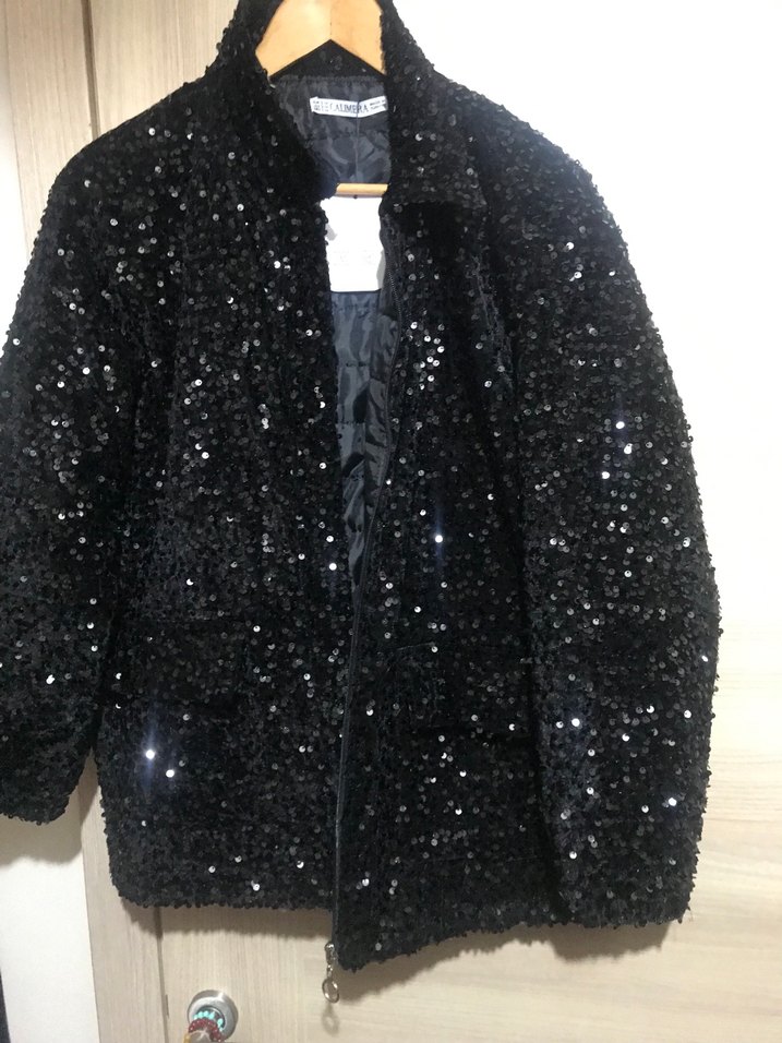 Siyah Parlak Kadın Midi Ceket - Görsel 3