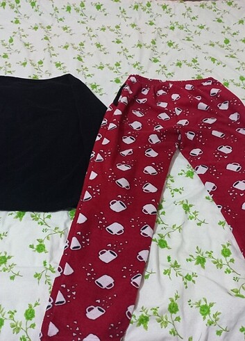s Beden Kahve Desenli Polar Pijama Takımı