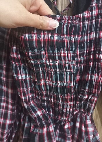 34 Beden bordo Renk Trendyolmilla Kareli Elbise