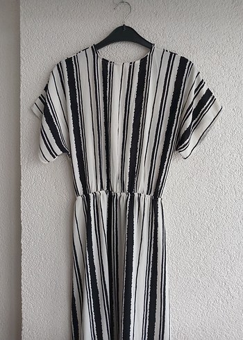 Gri Çizgili Kadın Uzun Tulum - Görsel 5