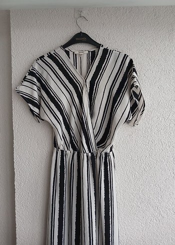 Gri Çizgili Kadın Uzun Tulum - Görsel 4