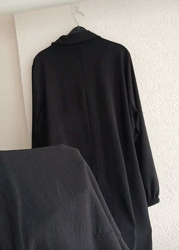 Uzun Siyah aerobin ferace Yüksek Yaka, Salaş Kesim - Görsel 3