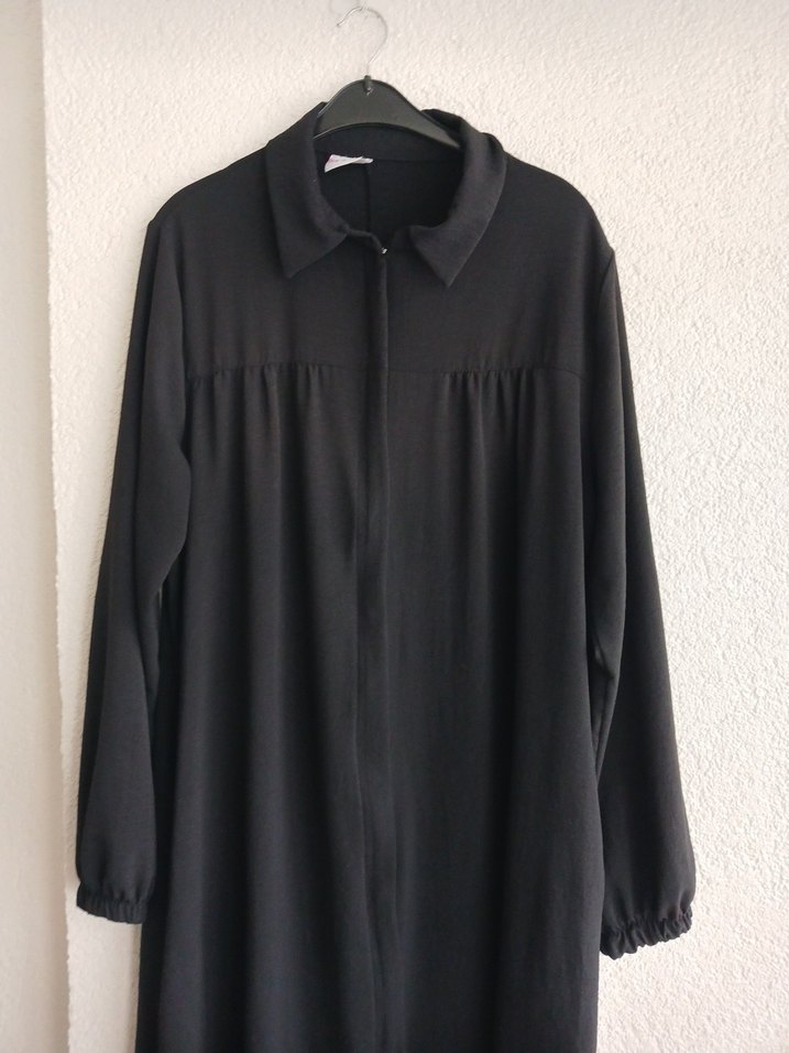 Uzun Siyah aerobin ferace Yüksek Yaka, Salaş Kesim - Görsel 2