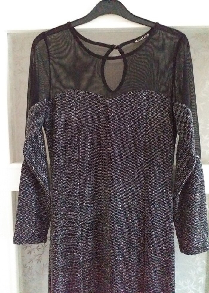 simli balık elbise gece elbisesi - Görsel 4