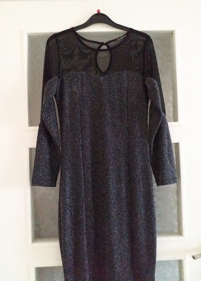 simli balık elbise gece elbisesi - Görsel 5