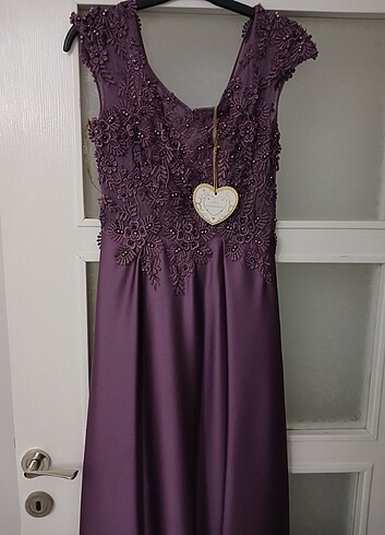 gece elbisesi hiç giyilmedi Sıfır lila rengi - Görsel 13